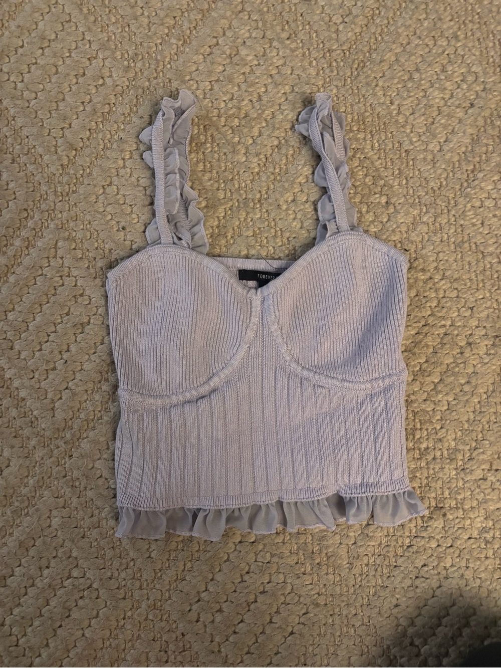 Forever 21 Light Lavender Ruffle Ribbed Cropped Camisole